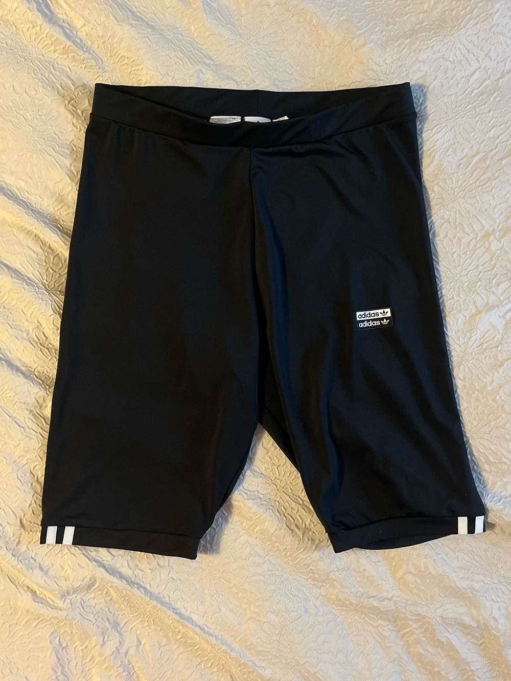 adidas Black Sports Bike Shorts with White Logo Tag
